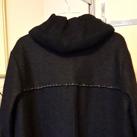 NWOT tara vao Unique Designed Quality Black Wool Blend Fall Winter Pea Coat - Picture 7 of 14